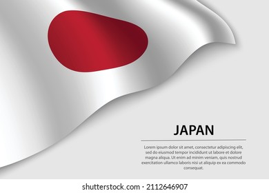 Wave flag of Japan on white background. Banner or ribbon vector template for independence day