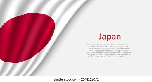 Wave flag of Japan on white background. Banner or ribbon vector template for independence day