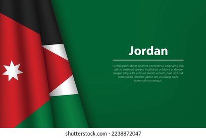 Wave flag of Jordan with copyspace background. Banner or ribbon vector template for independence day