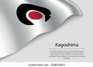 Wave flag of Kagoshima is a region of Japan. Banner or ribbon vector template