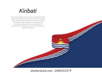 Wave flag of Kiribati with copyspace background. Banner or ribbon vector template