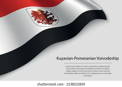 Wave flag of Kuyavian-Pomeranian Voivodeship is a region of Poland. Banner or ribbon vector template