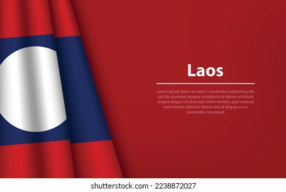 Wave flag of Laos with copyspace background. Banner or ribbon vector template for independence day