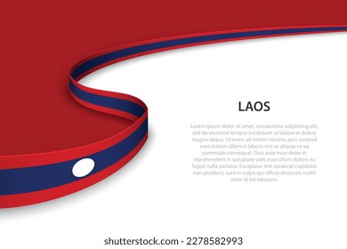 Wave flag of Laos with copyspace background. Banner or ribbon vector template
