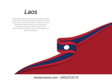 Bandera ondulada de Laos con fondo de copyspace. Plantilla vectorial de banderas o cintas