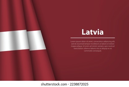 Wave flag of Latvia with copyspace background. Banner or ribbon vector template for independence day