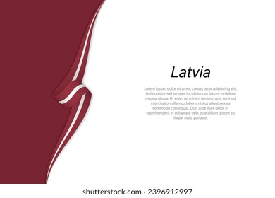 Bandera ondulada de Letonia con fondo de copyspace. Plantilla vectorial de banderas o cintas