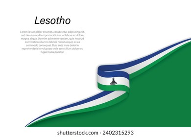 Wave flag of Lesotho with copyspace background. Banner or ribbon vector template