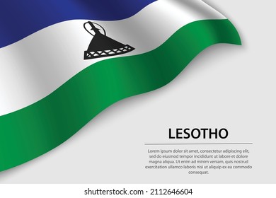 Wave flag of Lesotho on white background. Banner or ribbon vector template for independence day