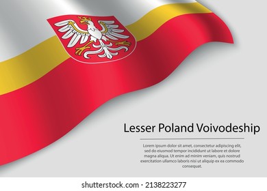 Wave flag of Lesser Poland Voivodeship is a region of Poland. Banner or ribbon vector template