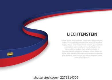 Wave Fahne von Liechtenstein mit Kopienraum-Hintergrund. Banner- oder Bandvektorvorlage