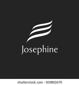 Wave flag logo icon vector illustration isolated on dark background, elegant creative wavy curve stripes logotype element design with three waves lines, modern brand symbol