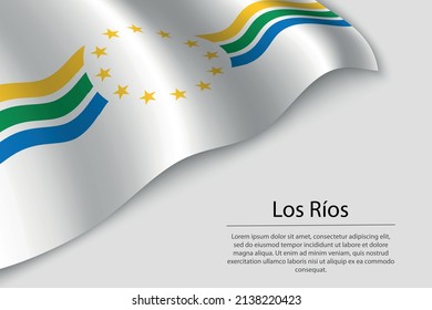 Bandera ondulada de Los Ríos es una región de Chile. Plantilla vectorial de banderas o cintas