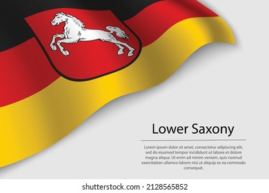 Wave flag of Lower Saxony is a state of Germany. Banner or ribbon vector template