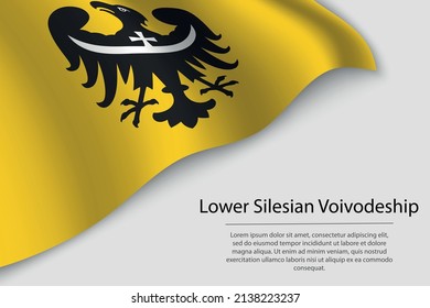 Wave flag of Lower Silesian Voivodeship is a region of Poland. Banner or ribbon vector template