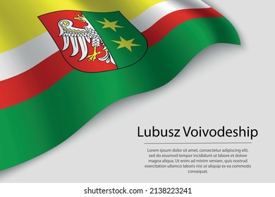 Wave flag of Lubusz Voivodeship is a region of Poland. Banner or ribbon vector template