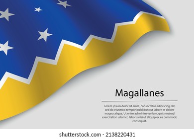 Wave flag of Magallanes is a region of Chile. Banner or ribbon vector template