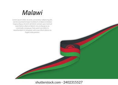 Wave flag of Malawi with copyspace background. Banner or ribbon vector template