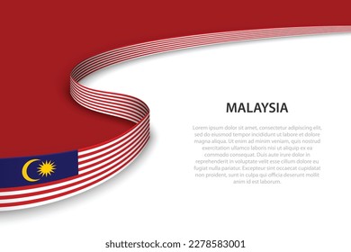 Wave flag of Malaysia with copyspace background. Banner or ribbon vector template