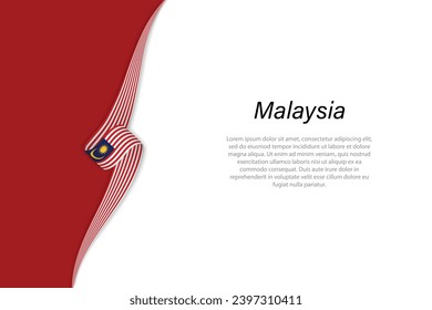 Wave flag of Malaysia with copyspace background. Banner or ribbon vector template
