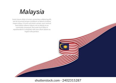 Wave flag of Malaysia with copyspace background. Banner or ribbon vector template