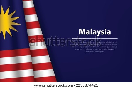 Wave flag of Malaysia with copyspace background. Banner or ribbon vector template for independence day
