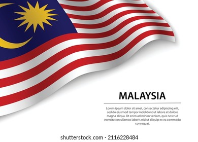 Wave flag of Malaysia on white background. Banner or ribbon vector template for independence day