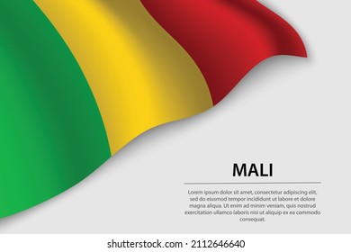 Wave Fahne von Mali auf weißem Hintergrund. Banner oder Band, Vektorgrafik-Vorlage für den Unabhängigkeitstag