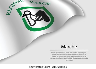 Wave flag of Marche is a region of Italy. Banner or ribbon vector template