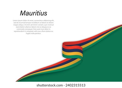 Wave flag of Mauritius with copyspace background. Banner or ribbon vector template