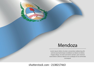 Wave flag of Mendoza is a state of Argentina. Banner or ribbon vector template