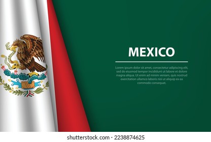 Wave flag Mexico and copyspace background  Banner ribbon vector template for independence day