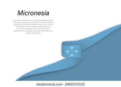 Wave flag of Micronesia with copyspace background. Banner or ribbon vector template