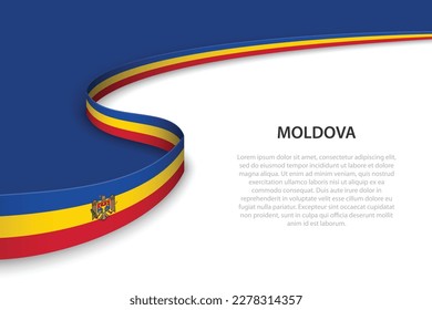 Wave flag of Moldova with copyspace background. Banner or ribbon vector template
