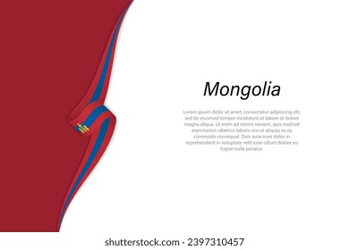 Wave flag of Mongolia with copyspace background. Banner or ribbon vector template