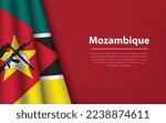Wave flag of Mozambique with copyspace background. Banner or ribbon vector template for independence day