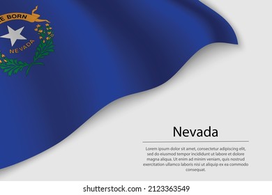 Wave flag of Nevada is a state of United States. Banner or ribbon vector template