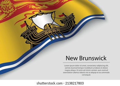 Wave flag of New Brunswick is a region of Canada. Banner or ribbon vector template