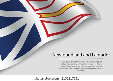 Wave flag of Newfoundland and Labrador is a region of Canada. Banner or ribbon vector template