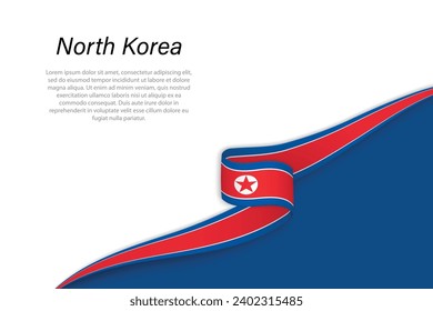 Wave flag of North Korea with copyspace background. Banner or ribbon vector template