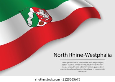 Wave flag of North Rhine-Westphalia is a state of Germany. Banner or ribbon vector template