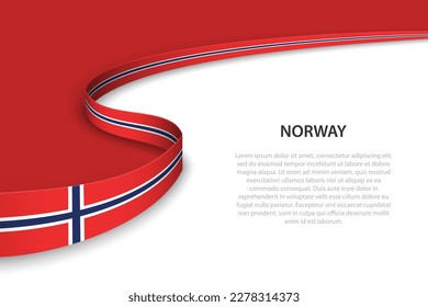 Wave flag of Norway with copyspace background. Banner or ribbon vector template