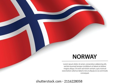 Wellenflagge Norwegens auf weißem Hintergrund. Banner oder Band, Vektorgrafik-Vorlage für den Unabhängigkeitstag