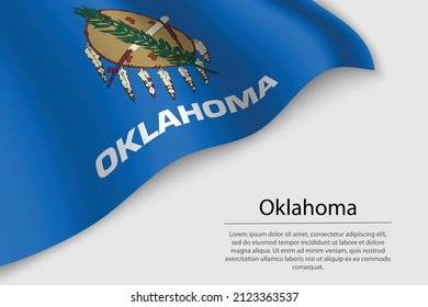 Wave flag of Oklahoma is a state of United States. Banner or ribbon vector template