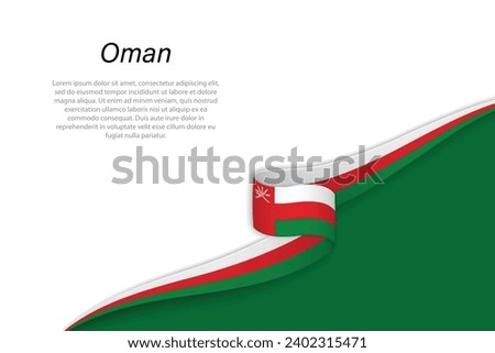 Wave flag of Oman with copyspace background. Banner or ribbon vector template