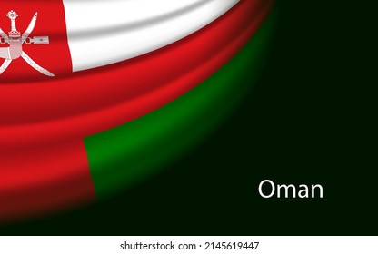 Wave flag of Oman on dark background. Banner or ribbon vector template for independence day
