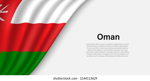 Wave flag of  Oman on white background. Banner or ribbon vector template for independence day