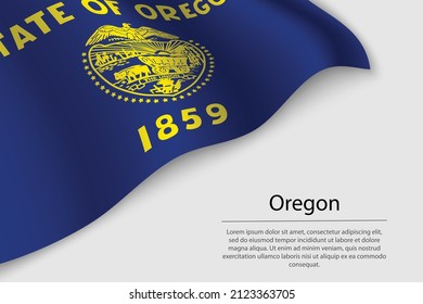 Wave flag of Oregon is a state of United States. Banner or ribbon vector template