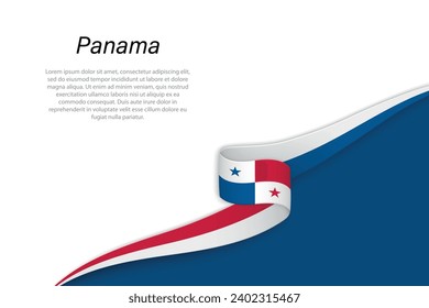 Wave flag of Panama with copyspace background. Banner or ribbon vector template