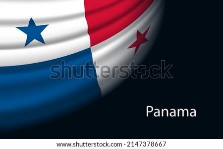 Wave flag of Panama on dark background. Banner or ribbon vector template for independence day